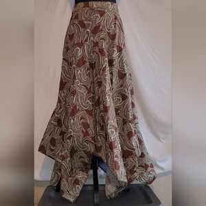 A.L.C. Bianca Handkerchief Midi Skirt, Size 4, Cognac And Green Ash